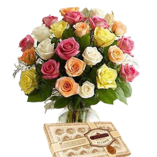 25 colorful roses with chokolates | Flower Delivery Tyumen