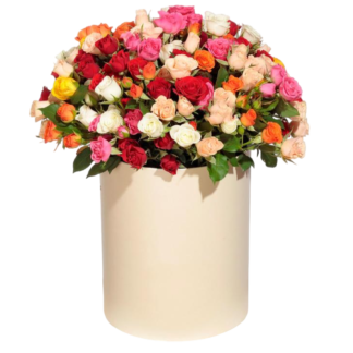 Mixed roses in a hatbox | Flower Delivery Tyumen